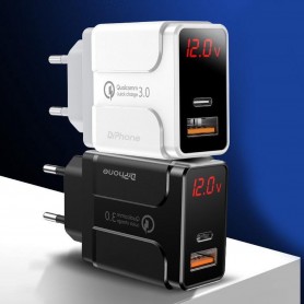 DrPhone OPS 2 - Quick Charge 18W Thuislader + 2 Meter Magnetische iPhone/iPad Lightning 3A - Led Lightning - USB oplader