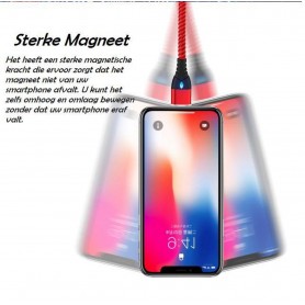 DrPhone OPS 2 - Quick Charge 18W Thuislader + 2 Meter Magnetische iPhone/iPad Lightning 3A - Led Lightning - USB oplader
