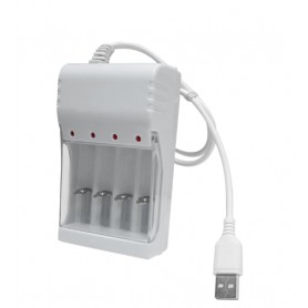 DrPhone BD7 – Batterij lader - Oplader - 4 Poorten - Usb - AA – AAA met beschermkap – Oplaadbaar - Wit