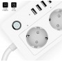 DrPhone SPS Wifi Smart Stekkerdoos 16A Plug Socket -4x USB poorten - Voice Control Met Alexa Google Home Tuya app