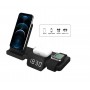 DrPhone LEGEND5 15W Draadloze Qi Oplaadstation met Tijdweergave – Geschikt voor Apple watch, Airpods & Smartphones