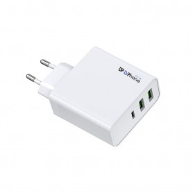 DrPhone XPT USB-C Oplader– 65 Watt – Fast Charger – 3 USB-C Poorten – Geschikt voor o.a Macbook/Tablet - Wit