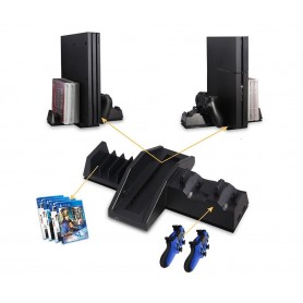 DrPhone MCS – Multifunctionele Oplaad station – Geschikt voor PS4 Slim en PS4 PRO – Zwart