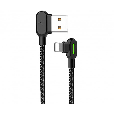 DrPhone MDD Series Lightning Oplaadkabel 2.4A – Oplaadsnoer - 90 graden Haaks Nylon Gevlochten Kabel & Data syncronisatie - 1.8M