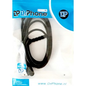 DrPhone MDD Series Lightning Oplaadkabel 2.4A – Oplaadsnoer - 90 graden Haaks Nylon Gevlochten Kabel & Data syncronisatie - 1.8M