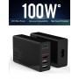 DrPhone WL20 100W 4-Poort USB C Adapter PD 3.0 100W + Qualcom 3.0 & 2.4A - Type C Snelle Oplader - Zwart DrPhone WL20 100W 4-Poort USB C Adapter PD 3.0 100W + Qualcom 3.0 & 2.4A - Type C Snelle Oplader - Zwart