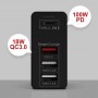 DrPhone WL20 100W 4-Poort USB C Adapter PD 3.0 100W + Qualcom 3.0 & 2.4A - Type C Snelle Oplader - Zwart DrPhone WL20 100W 4-Poort USB C Adapter PD 3.0 100W + Qualcom 3.0 & 2.4A - Type C Snelle Oplader - Zwart