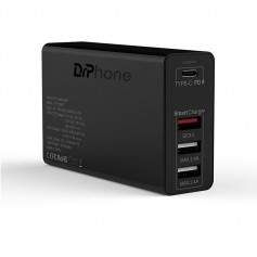 DrPhone WL20 100W 4-Poort USB C Adapter PD 3.0 100W + Qualcom 3.0 & 2.4A - Type C Snelle Oplader - Zwart