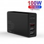 DrPhone WL20 100W 4-Poort USB C Adapter PD 3.0 100W + Qualcom 3.0 & 2.4A - Type C Snelle Oplader - Zwart DrPhone WL20 100W 4-Poort USB C Adapter PD 3.0 100W + Qualcom 3.0 & 2.4A - Type C Snelle Oplader - Zwart