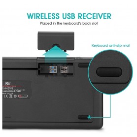 Rii K18 Plus Draadloze 2.4GHz USB 3-LED-Multimedia Toetsenbord met achtergrondverlichting en multi-touch groot trackpad - Zwart