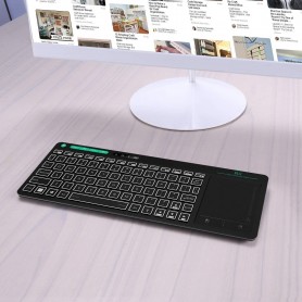 Rii K18 Plus Draadloze 2.4GHz USB 3-LED-Multimedia Toetsenbord met achtergrondverlichting en multi-touch groot trackpad - Zwart
