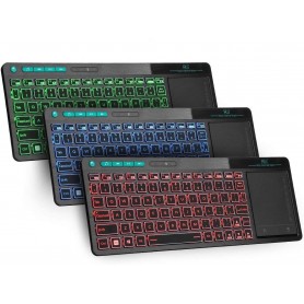 Rii K18 Plus Draadloze 2.4GHz USB 3-LED-Multimedia Toetsenbord met achtergrondverlichting en multi-touch groot trackpad - Zwart