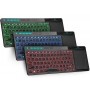 Rii K18 Plus Draadloze 2.4GHz USB 3-LED-Multimedia Toetsenbord met achtergrondverlichting en multi-touch groot trackpad - Zwart