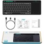 Rii K18 Plus Draadloze 2.4GHz USB 3-LED-Multimedia Toetsenbord met achtergrondverlichting en multi-touch groot trackpad - Zwart