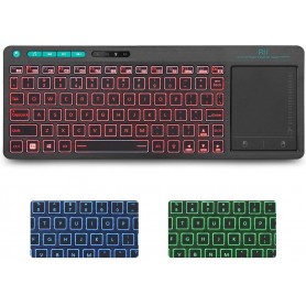 Rii K18 Plus Draadloze 2.4GHz USB 3-LED-Multimedia Toetsenbord met achtergrondverlichting en multi-touch groot trackpad - Zwart