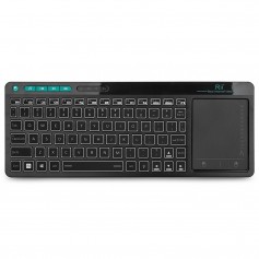 Rii K18 Plus Draadloze 2.4GHz USB 3-LED-Multimedia Toetsenbord met achtergrondverlichting en multi-touch groot trackpad - Zwart