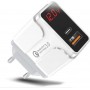 DrPhone HALO5 Qualcom 3.0 Quick Charge 18W Thuislader + PDTC1 USB-C Naar USB-C Fast Charger 1 Meter & LED-display - Wit