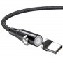 DrPhone LRM Series 2 in 1 USB Magnetische USB C Oplaadkabel 2.4A- Nylon Gevlochten – Dubbele functie met LED licht - Zwart