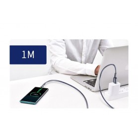 DrPhone LRM Series 2 in 1 USB Magnetische USB C Oplaadkabel 2.4A- Nylon Gevlochten – Dubbele functie met LED licht - Zwart