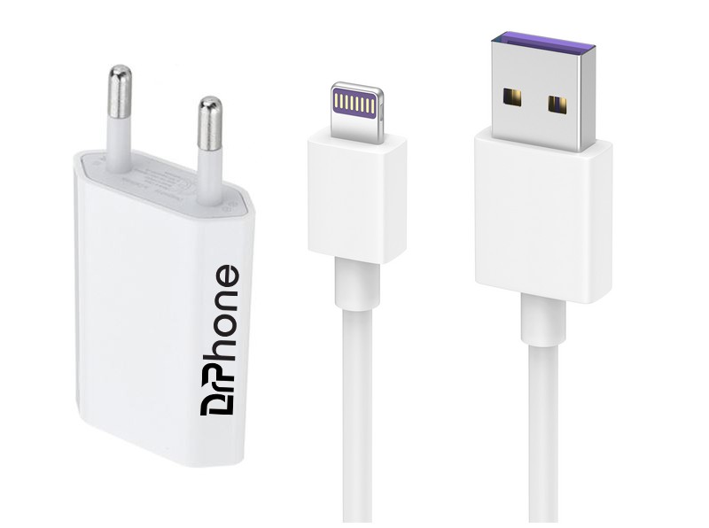 DrPhone LS1 USB Lader Stekker Oplader + Kabel 2.4A 1 Meter Oplaadkabel – Adapter – Geschikt voor o.a Apple iPhone iPadiPod