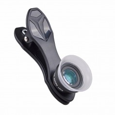 DrPhone APEX - Smartphone Lens - Super Macro (Microscoop Lens) 12x + 24X - 2 In 1 Clip-On kit - Zwart
