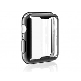 DrPhone FC1 - 44MM TPU Siliconen Case – 360 Graden bescherming – Voor Apple Watch 44 mm - Transparant Zwart