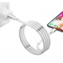 DrPhone Magic Serie USB-C 3A Kabel Type C Magnetische Punten Oprolbaar - Snel Opladen & Data Sync Cord – Wit