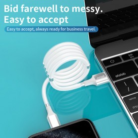 DrPhone MAG - 3A Kabel - Magnetisch Oprolsysteem - Geschikt voor Apple Lightning - iPhone - iPad - 1 Meter Oplaad kabel – Wit