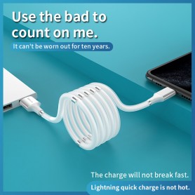 DrPhone MAG - 3A Kabel - Magnetisch Oprolsysteem - Geschikt voor Apple Lightning - iPhone - iPad - 1 Meter Oplaad kabel – Wit