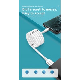 DrPhone MAG - 3A Kabel - Magnetisch Oprolsysteem - Geschikt voor Apple Lightning - iPhone - iPad - 1 Meter Oplaad kabel – Wit