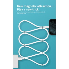 DrPhone MAG - 3A Kabel - Magnetisch Oprolsysteem - Geschikt voor Apple Lightning - iPhone - iPad - 1 Meter Oplaad kabel – Wit