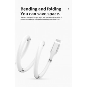 DrPhone MAG - 3A Kabel - Magnetisch Oprolsysteem - Geschikt voor Apple Lightning - iPhone - iPad - 1 Meter Oplaad kabel – Wit
