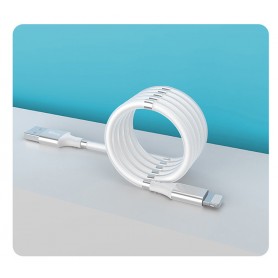 DrPhone MAG - 3A Kabel - Magnetisch Oprolsysteem - Geschikt voor Apple Lightning - iPhone - iPad - 1 Meter Oplaad kabel – Wit