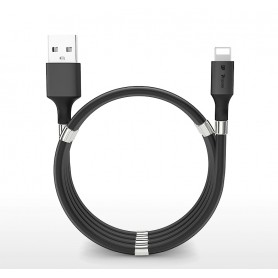 DrPhone MAG - 3A Kabel - Magnetisch Oprolsysteem - Geschikt voor Apple Lightning - iPhone - iPad - 1 Meter Oplaad kabel – Zwart