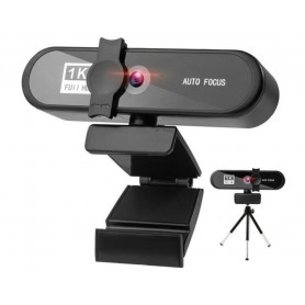 DrPhone CW7 1K Webcam – 1920x1080P– Webcamera met Microfoon/Statief - Autofocus - 85-graden groothoek – 2MP - Zwart