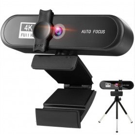 DrPhone CW7 - 4K Webcam – 3840x2160p – met Microfoon/Statief en Privacykap - Autofocus - Groothoek – 8MP - Zwart