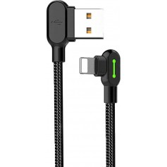 DrPhone MDD Series Lightning Oplaadkabel 2.4A – Oplaadsnoer - 90 graden Haaks Nylon Gevlochten Kabel & Data synchronisatie - 1M