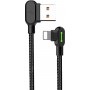 DrPhone MDD Series Lightning Oplaadkabel 2.4A – Oplaadsnoer - 90 graden Haaks Nylon Gevlochten Kabel & Data synchronisatie - 1M