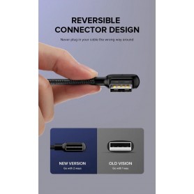DrPhone MDD Series Lightning Oplaadkabel 2.4A – Oplaadsnoer - 90 graden Haaks Nylon Gevlochten Kabel & Data synchronisatie - 1M