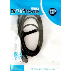 DrPhone MDD Series Lightning Oplaadkabel 2.4A – Oplaadsnoer - 90 graden Haaks Nylon Gevlochten Kabel & Data synchronisatie - 1M