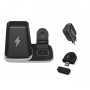 Drphone WC41 - Draadloze oplader - 4 in 1 - Telefoon - Oordoppen- Horloge - Pen houder - Zwart