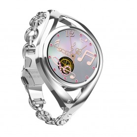 DrPhone Ladies ART - Smartwatch Vrouwen - Luxe Armband - Ultradunne Slimme Horloge - Hartslagmeter - Stappenteller - Zilver