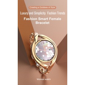 DrPhone Ladies ART - Smartwatch Vrouwen - Luxe Armband - Ultradunne Slimme Horloge - Hartslagmeter - Stappenteller - Zilver