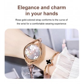DrPhone Ladies ART - Smartwatch Vrouwen - Luxe Armband - Ultradunne Slimme Horloge - Hartslagmeter - Stappenteller - Zilver