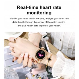 DrPhone Ladies ART - Smartwatch Vrouwen - Luxe Armband - Ultradunne Slimme Horloge - Hartslagmeter - Stappenteller - Zilver