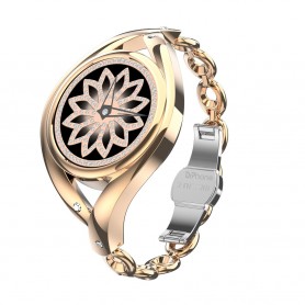 DrPhone Ladies ART - Smartwatch Vrouwen - Luxe Armband - Ultradunne Slimme Horloge - Hartslagmeter - Stappenteller - Goud