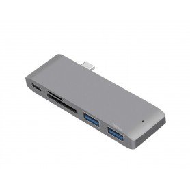 DrPhone 5 in 1 Aluminium USB C Type C Hub - SD Micro SD-kaart+ 2 USB 3.0 Poorten + USB Type C 3.1 PD (Power Charge)