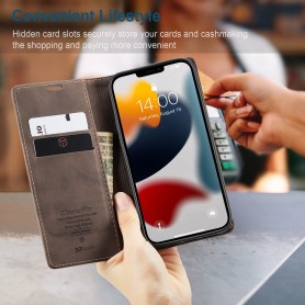 DrPhone CM1 – Telefoonhoesje – PU Leder – Antislip – Case – Compatibel Met IPhone 13 Mini - Donker Bruin