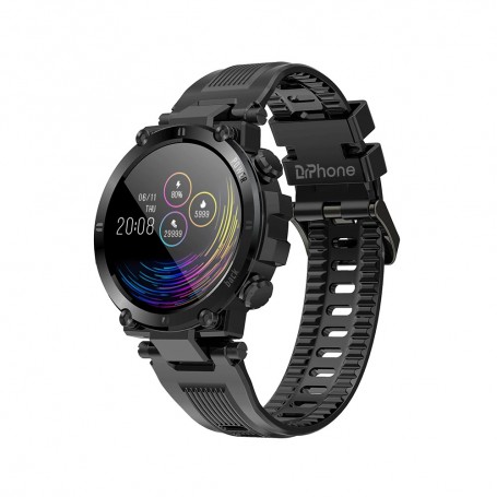 DrPhone PureSport-X4 - Smartwatch voor Mannen - Aluminium Horloge met  Stappenteller en Notificaties - Sporthorloge - Zwart