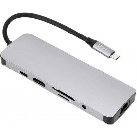 DrPhone MD10 – 9 in 1 hub Type C Dock – Complete uitbreiding - HDMI 4K – 3.5Mm – Usb 3.0 – Aux + Microfoon – Opladen